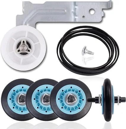 Samsung Dryer Repair Kit Drum Rollers Belt Pulley for DV210AEW DV45H7000EW | DV210AEW/XAA, DV218AEW/XAA, DV330AEW/XAA, DV40J3000EW/A2, DV45H7000EW/A2, DV42H5200EF/A3, DV42H5200EP/A3, DV42H5200EW/A3